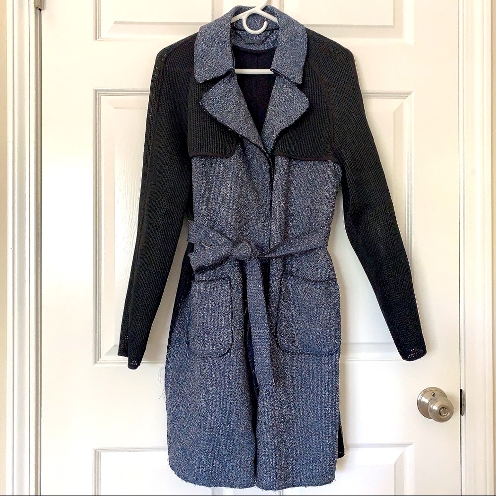 Elie Tahari Raw Edge Flap Trench Coat